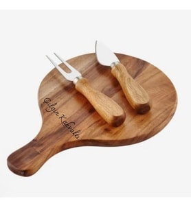 Kişiye Özel Akasya Ağacı Sunumluk Seti 25x17 cm  İsim Yazılı Ahşap Peynir & Meze Sunum Tahtası