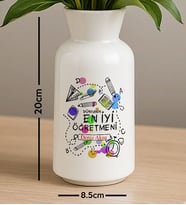 BK Gift Kişiye Özel Öğretmenler Günü Tasarımlı Seramik Vazo-5, Ev Hediyesi, Öğretmene Hediye