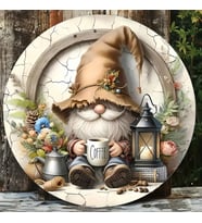 Ahşap Kahve İçen Gnome Kapı Süsü Ev Dekorasyonu