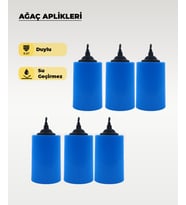 Kot Mavi Silindir Ağaç Feneri - 6 Adet (Çok Renkli)
