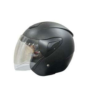 Sway Xbyc 633 Solid Şeffaf Vizörlü Yarım Motosiklet Scooter Kaskı XL Beden Siyah