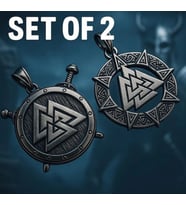 voyageaccessory Viking Kolye Seti 2'li  Valknut Sembollü Paslanmaz Çelik Erkek Kolye