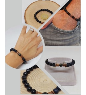 Golden Obsidyen & Oniks Taşı 8mm Unisex Tasarım Bileklik Hawaii Model (1250)
