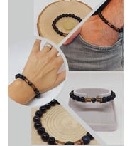 Golden Obsidyen & Oniks Taşı 8mm Unisex Tasarım Bileklik Hawaii Model (1250)