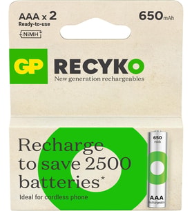 Batteries ReCyko 650 AAA İnce Kalem Ni-Mh Şarjlı Pil, 1.2 Volt, 2'li Kart