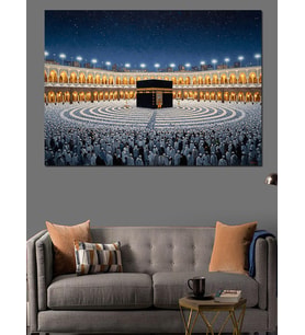 Kabe Ve İbadet Eden Kalabalık Dekoratif Kanvas - Mdf Ahşap Tablo