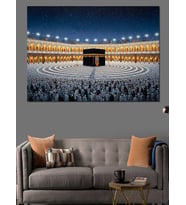 Kabe Ve İbadet Eden Kalabalık Dekoratif Kanvas - Mdf Ahşap Tablo