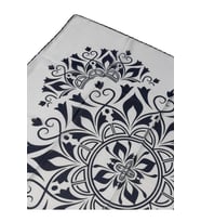 Mısırlı Eşarpları Emprime Krep Etnik Desen Eşarp (Beyaz - Lacivert)