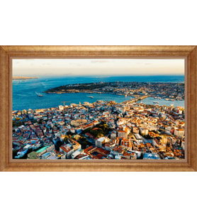Çerçeveli Paspartulu Manzara Tablo ah1187 (Gold)