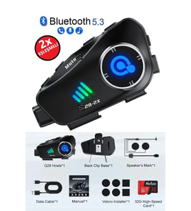 Q28 2X 2 Eşleşmeli Motosiklet Kask Kamera Su Geçirmez Intercom