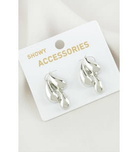 Şık ve Modern Su Damlası Figürlü Metal Küpe - Gümüş Renk Kaplama (3 cm)