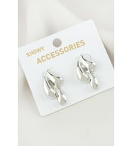 Şık ve Modern Su Damlası Figürlü Metal Küpe - Gümüş Renk Kaplama (3 cm)