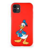 Apple iPhone 11 Soft Premier Kapak Donald Duck-C Tasarımlı Silikon Kılıf - Kırmızı (Şeffaf)