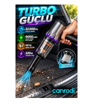 220W Turbo Güçlü Kablosuz Oto Süpürgesi 22.000 Pa Metal HEPA Filtreli 9000 mAh