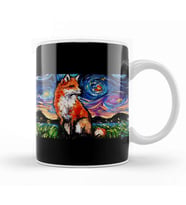 Fox Vulpine Night Kupa Bardak Porselen
