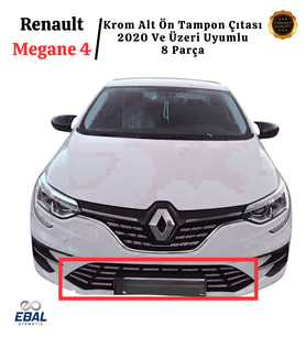 Renault Megane 4 Krom Alt Ön Tampon Çıtası 8 Parça 2020 Ve Üzeri P.Çelik (Gümüş)