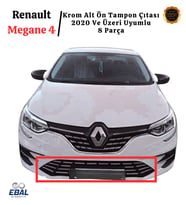 Renault Megane 4 Krom Alt Ön Tampon Çıtası 8 Parça 2020 Ve Üzeri P.Çelik (Gümüş)