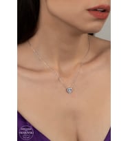 SWAROVSKİ CRYSTAL KALPLER 925 AYAR GÜMÜŞ KOLYE