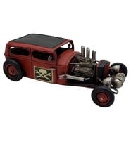 Vintage El Yapımı Kırmızı Hot Rod Dekoratif Araba Maketi - Erkekler İçin Klasik Masaüstü ve Dolap Dekoru