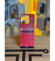 Redmi 10C Uyumlu Piksel Desenli ve Deri Detaylı Premium Stil Kılıf (Kırmızı)
