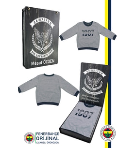 Fenerbahçe Orijinal Lisanslı Uzun Kol Lacivert Bebek 1907 Sweat Kişiye Özel Kutu (Gri)