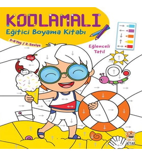 Kodlamalı Eğitici Boyama Kitabı - Eğlenceli Tatil