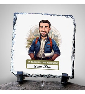 Kişiye Özel Hediye Karikatürlü En Başarılı Erkek Çevre Mühendisi Dekoratif Taş