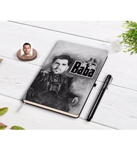 BK Gift Kişiye Özel Godfather Baba Karikatürlü Siyah Defter ve Kalem Hediye Seti-13