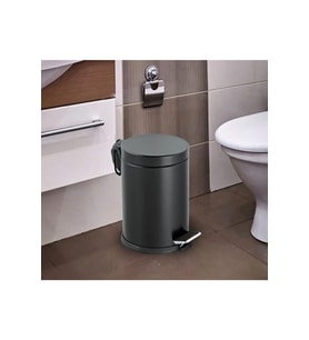 Pratik Pedallı Siyah Paslanmaz Çöp Kovası 5 Litre, Banyo, Mutfak, Balkon
