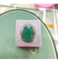 Zümrüt Taşlı Oval Otantik Gümüş Yüzük