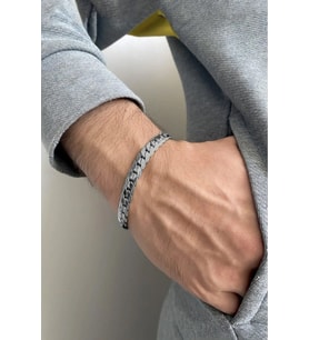 Kararmaz Kalın Gümüş Çelik Bileklik Unisex (Çok Renkli)