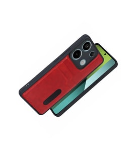 Pilelistore   Xiaomi Redmi 15C 4G Sara Kartvizitli Deri Kılıf - Kırmızı