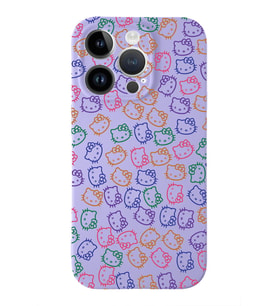 Apple iPhone 14 Pro Uyumlu Lansman Kılıf Hello Kitty Tasarımlı İçi Kadife Kapak-Lila (Şeffaf)