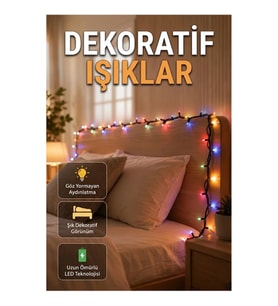 5 Metre Şeffaf Kablolu 50 LED Dekoratif Işık