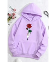Unisex Rose Baskılı Sweatshirt (Lila)
