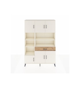 Arges Dolap 10 Raflı Tek Çekmeceli 6 Kapaklı 132x30x195 Aytaşı-Aytaşı/Çam