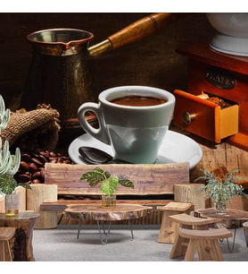Kahve Temalı Cafe Duvar Kağıdı Baskı