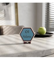 Adana Şehir Temalı Modern Masaüstü Objesi, Ofis Masaları İçin Zarif ve Estetik Dekorasyon Aksesuarı 10x10 cm, Gök Mavi