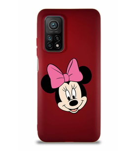 Xiaomi Mi 10T Pro Soft Premier Kapak Minnie Mouse-C Tasarımlı Silikon Kılıf - Mürdüm (Şeffaf)