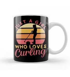 Girl Who Loves Curling Player Team Coach Curling Stones Kupa Bardak Porselen