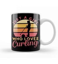 Girl Who Loves Curling Player Team Coach Curling Stones Kupa Bardak Porselen