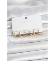 Pirinç Gold Renk Halka Kadın Küpe Seti 5886 - SSSSSS8805-7603