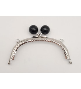 Angel Çanta Aksesuar 12.5 cm Siyah Toplu Oval Çanta Klipsi Çanta Bursu Gümüş Metal