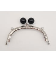 Angel Çanta Aksesuar 12.5 cm Siyah Toplu Oval Çanta Klipsi Çanta Bursu Gümüş Metal