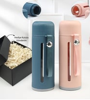 Hediye Kutusunda 2'li 500 ml Plastik Sargılı Cam Matara (Model 1)