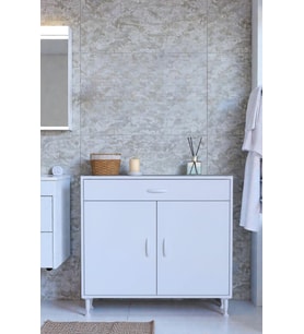 Eliusta Rose 90 cm Beyaz 1 Çekmeceli Banyo Mutfak Dolabı 4 Bölmeli 3 Raflı Çok Amaçlı Dolap 90x88x32,5 cm