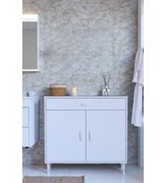 Eliusta Rose 90 cm Beyaz 1 Çekmeceli Banyo Mutfak Dolabı 4 Bölmeli 3 Raflı Çok Amaçlı Dolap 90x88x32,5 cm