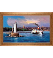 Çerçeveli Paspartulu Manzara Tablo bm1237 (Gold)