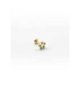 Turkuaz Taşlı Şık Tragus & Helix Piercing – Anti Alerjik, Kararma Yapmaz, Gold Kaplama