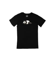 Uyuyan Panda Baskılı Siyah Tişört
